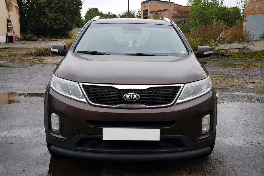 Kia Sorento II XM 2009-2014 рр. Передній захист ST008 Black (2013-2015, нерж.) Фото 2
