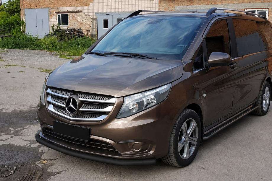 Mercedes Vito/V-class W447 2014- рр. Передній захист ST008 Black (нерж.) Фото 2