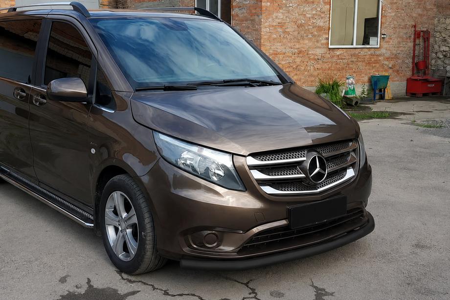 Mercedes Vito/V-class W447 2014- рр. Передній захист ST008 Black (нерж.) Фото 3