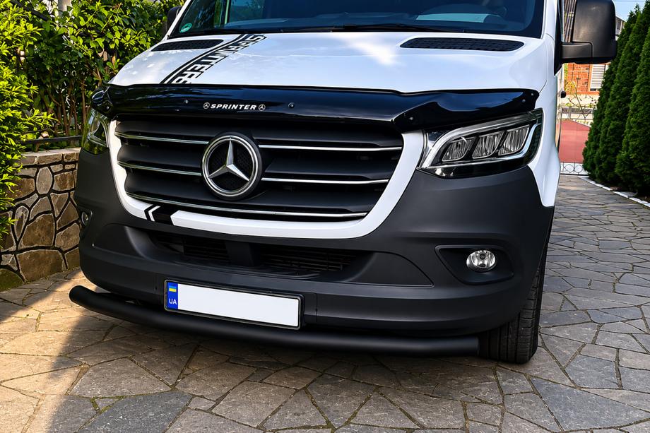 Mercedes Sprinter W907/W910 2018- рр. Передній захист ST008 Black (нерж.) Фото 1