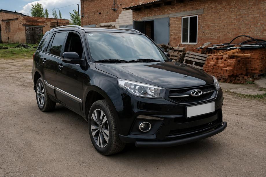Chery Tiggo 3 2005- рр. Передній захист ST008 Black (нерж) Фото 3