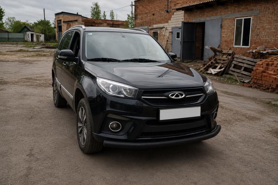 Chery Tiggo 3 2005- рр. Передній захист ST008 Black (нерж) Фото 4