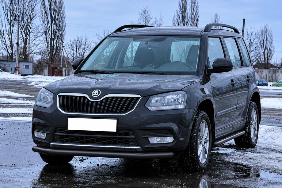 Skoda Yeti 2009-2017 рр. Передній захист ST008 Black (нерж) Фото 2