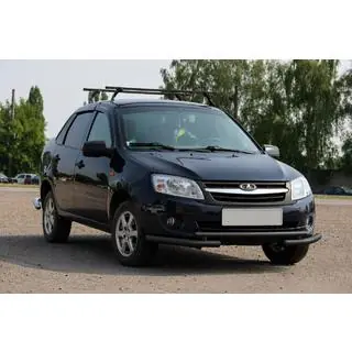 Передній захист ST009-2 Black (нерж) Lada Granta 2011- рр. фото 1