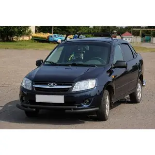Передній захист ST009-2 Black (нерж) Lada Granta 2011- рр. фото 2