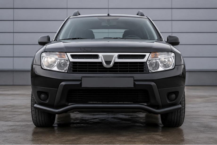 Dacia Duster 2008-2018 рр. Передній захист ST012 Black (нерж.) Фото 1