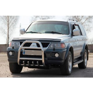 Кенгурятник QT007 (нерж) Mitsubishi Pajero Sport 1996-2007 рр. фото 3