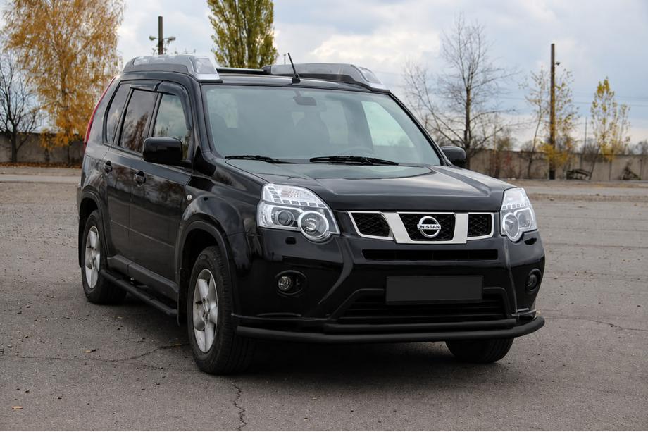Nissan X-trail T31 2007-2014 рр. Передній захист ST014 Black (нерж) Фото 2