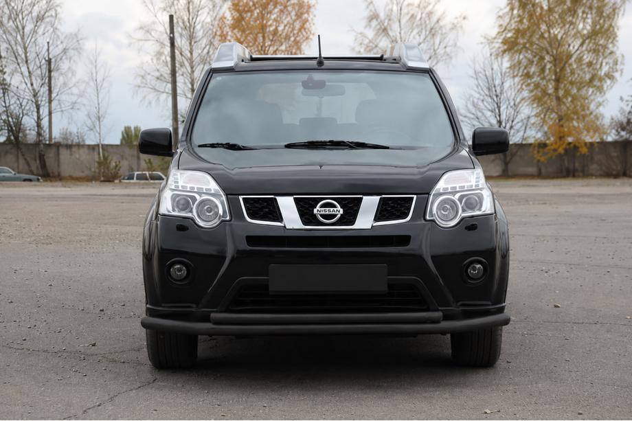 Nissan X-trail T31 2007-2014 рр. Передній захист ST014 Black (нерж) Фото 3
