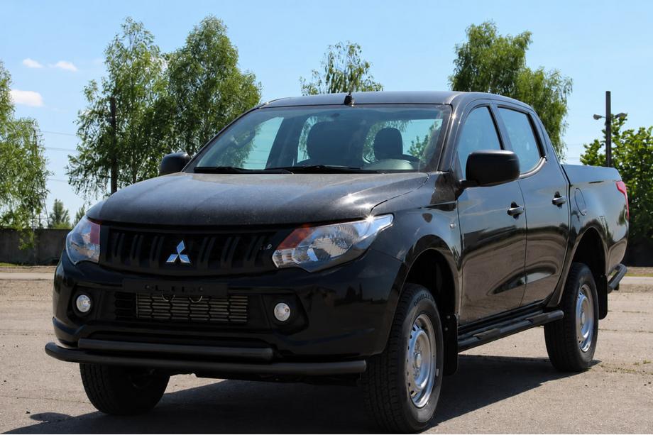 Mitsubishi L200 2015-2024 рр. Передній захист ST014 Black (нерж) Фото 2