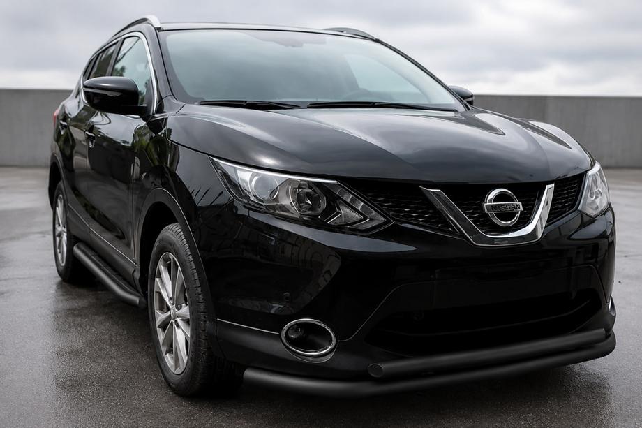 Nissan Qashqai 2014-2021 рр. Передній захист ST014 Black (нерж) Фото 1