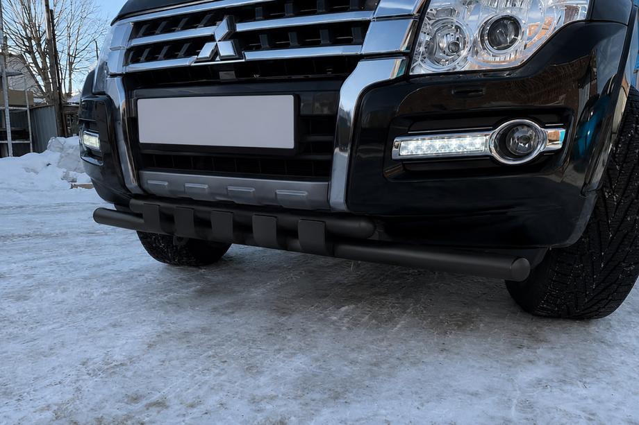 Mitsubishi Pajero Wagon IV 2006-2021 рр. Передній захист ST015 Black (нерж.) Фото 2