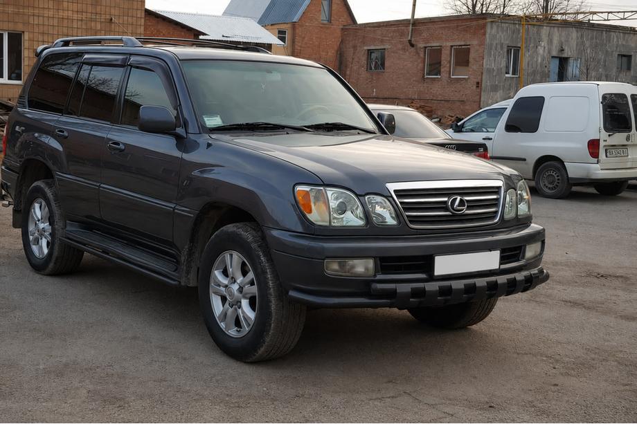 Lexus LX470 1998-2007 рр. Передній захист ST015 Black (нерж.) Фото 2