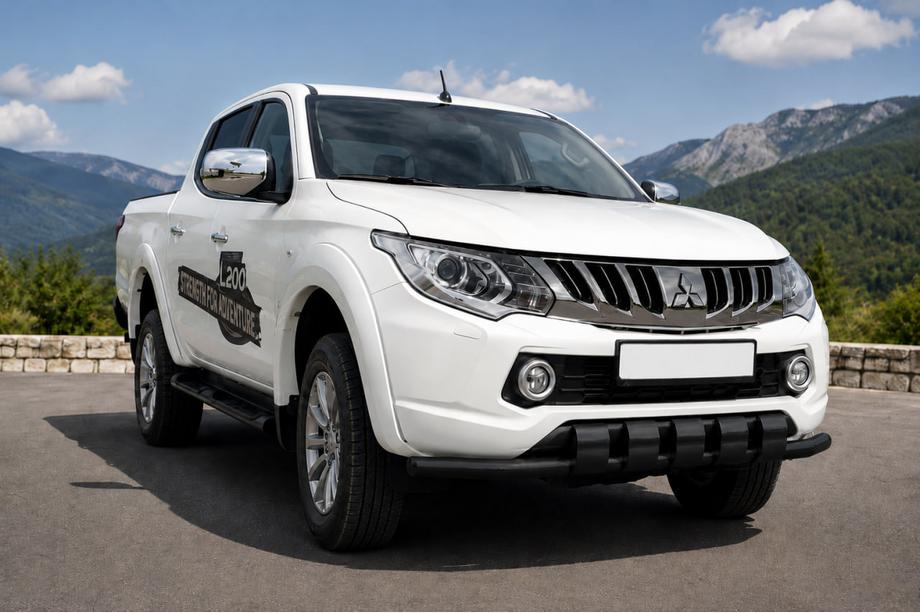Mitsubishi L200 2015-2024 рр. Передній захист ST015 Black (нерж) Фото 1