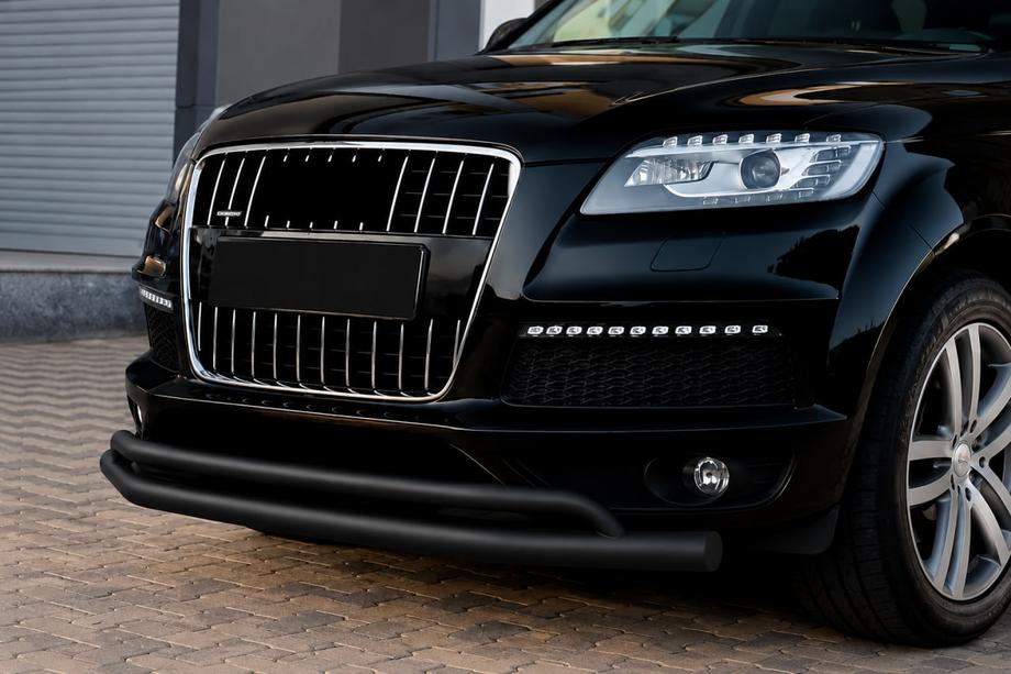 Audi Q7 2005-2015 рр. Передній захист ST017 Black (нерж.) Фото 2