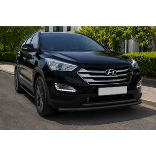 Передня дуга ST014 Black (нерж.) Hyundai Santa Fe 3 2012-2018 рр. фото 1