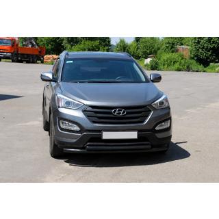 Передня дуга ST014 Black (нерж.) Hyundai Santa Fe 3 2012-2018 рр. фото 3