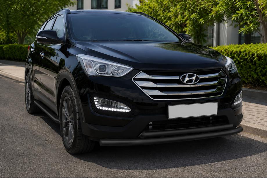 Hyundai Santa Fe 3 2012-2018 рр. Передня дуга ST014 Black (нерж.) Фото 1