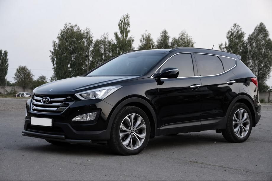 Hyundai Santa Fe 3 2012-2018 рр. Передня дуга ST014 Black (нерж.) Фото 2