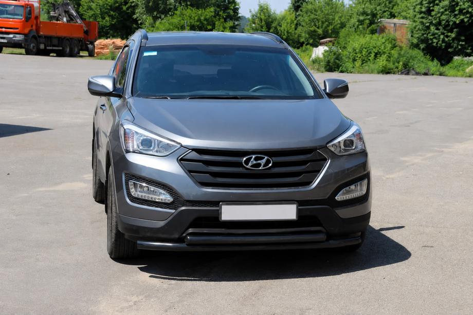 Hyundai Santa Fe 3 2012-2018 рр. Передня дуга ST014 Black (нерж.) Фото 3