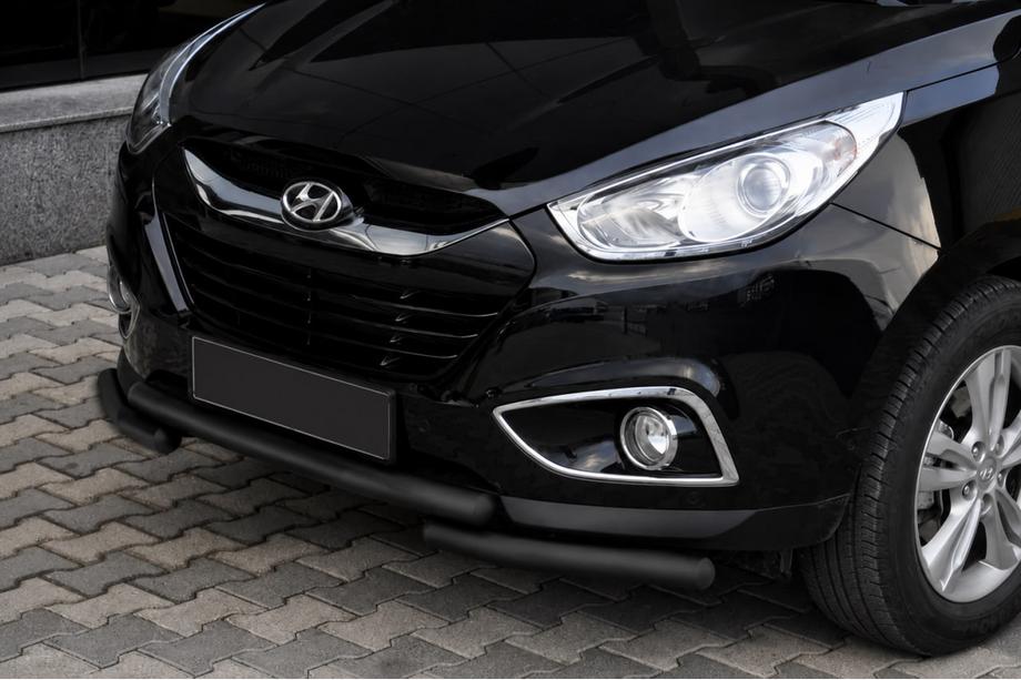 Hyundai IX-35 2010-2015 рр. Передня дуга ST014-1 Black (нерж.) Фото 1