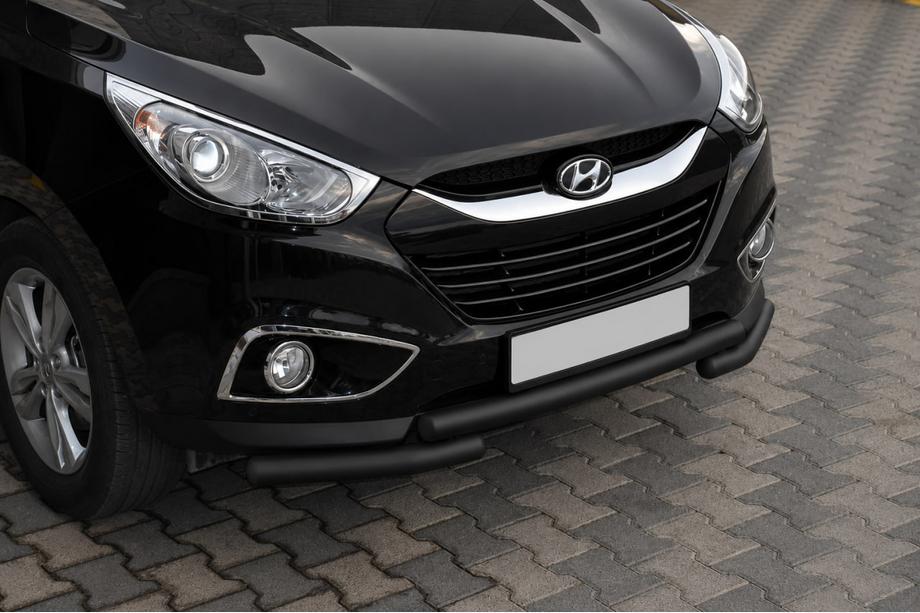 Hyundai IX-35 2010-2015 рр. Передня дуга ST014-1 Black (нерж.) Фото 3