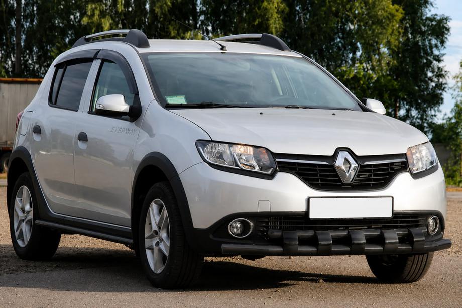 Renault Sandero 2013-2022 рр. Передня дуга ST015 Black (нерж.) Фото 3