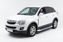 Opel Antara 2006-2017 рр. Бокові пороги Allmond White (2 шт., алюміній) фото 1