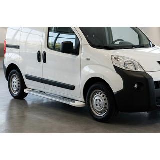 Бокові пороги Allmond White (2 шт., алюміній) Fiat Fiorino/Qubo 2008-2024 рр. фото 1