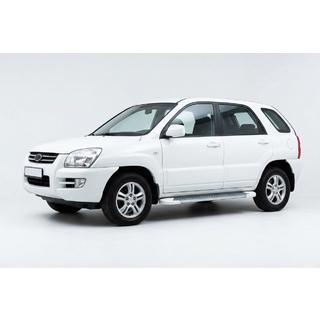 Бокові пороги Allmond White (2 шт., Алюміній) Kia Sportage 2004-2010 рр. фото 1