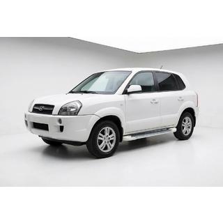 Бокові пороги Allmond White (2 шт., Алюміній) Hyundai Tucson JM 2004- рр. фото 1