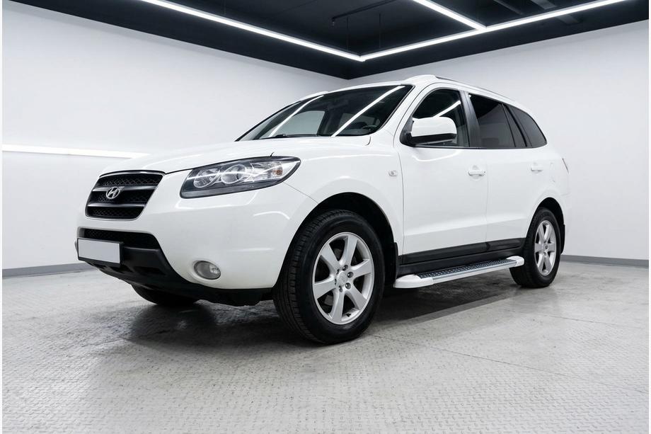 Hyundai Santa Fe 2 2006-2012 рр. Бокові пороги Allmond White (2 шт., Алюміній) Фото 1