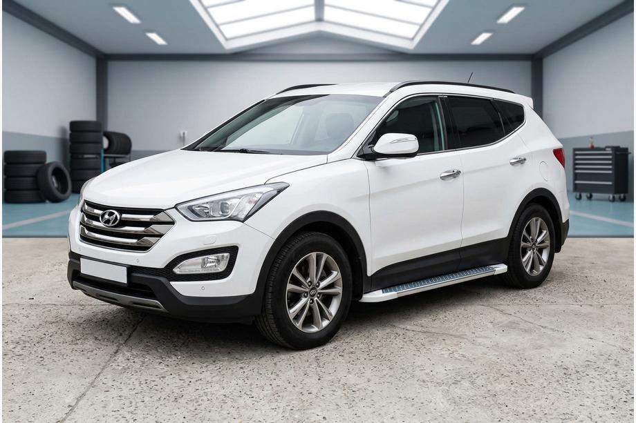 Hyundai Santa Fe 3 2012-2018 рр. Бокові пороги Allmond White (2 шт., Алюміній) Фото 1