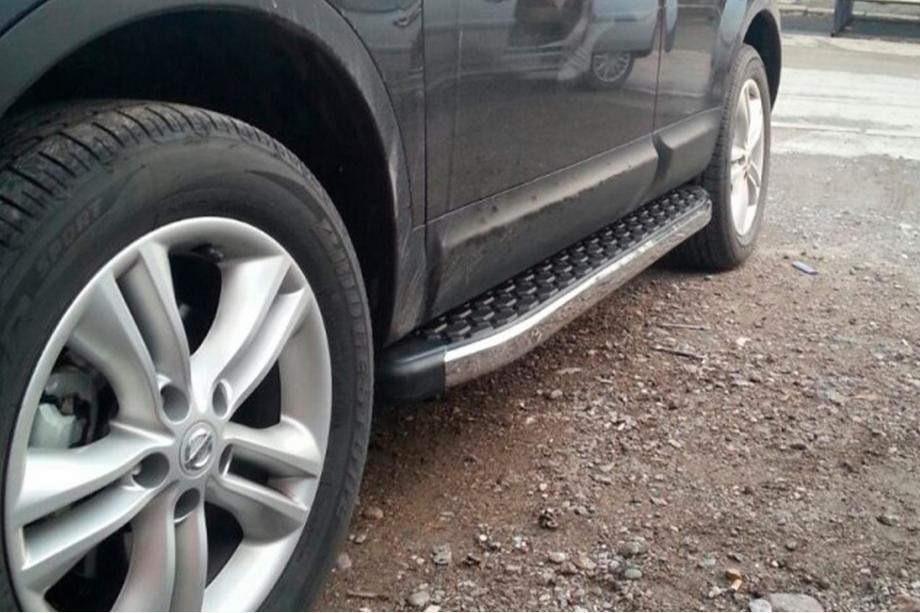 Nissan Qashqai 2007-2010 рр. Бокові пороги BlackLine (2 шт, алюміній) Фото 2