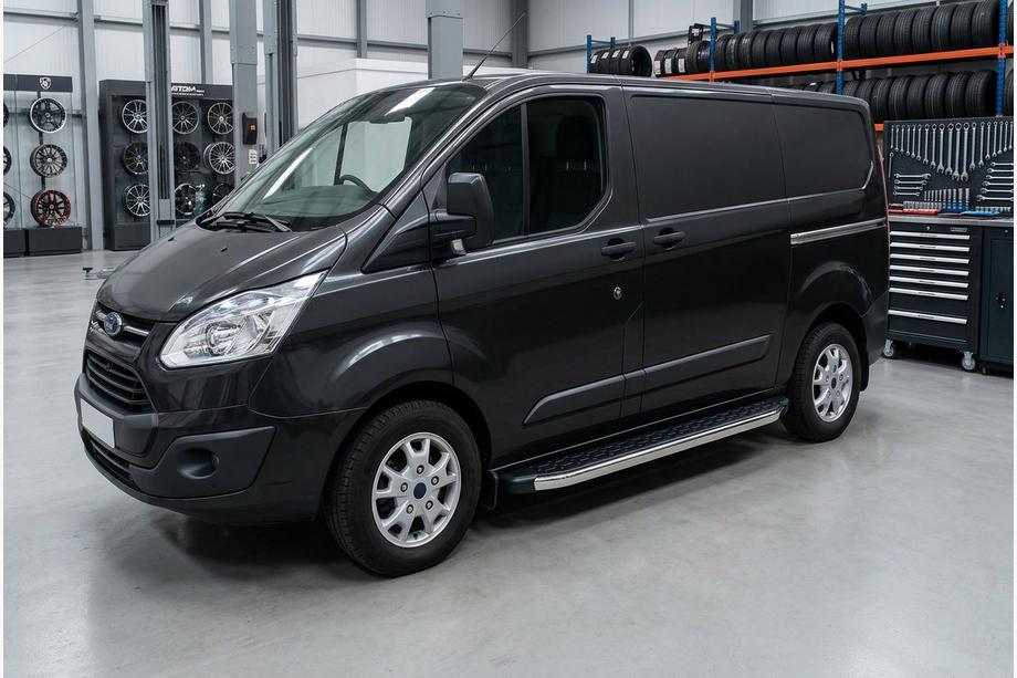 Ford Custom 2013-2022 рр. Бокові пороги BlackLine (2 шт, алюміній) Image