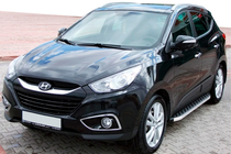 Hyundai IX-35 2010-2015 рр. Бокові пороги BlackLine (2 шт, алюміній) фото 1