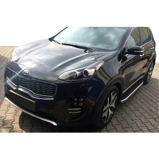 Бокові пороги BlackLine (2 шт, алюміній) Kia Sportage 2010-2015 рр. фото 1