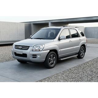 Бокові пороги BlackLine (2 шт, алюміній) Kia Sportage 2004-2010 рр. фото 1
