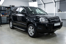 Hyundai Tucson JM 2004- рр. Бокові пороги BlackLine (2 шт, алюміній) фото 1