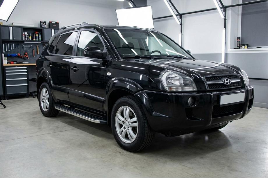 Hyundai Tucson JM 2004- рр. Бокові пороги BlackLine (2 шт, алюміній) Image