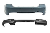 BMW 3 серія E90/E91 2005-2011 рр. Задній бампер з дифузором під односторонній подвійний вихлоп M-Sport (для E90 2008-2011) фото 1