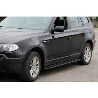 Бокові пороги KB001 Black (нерж) BMW X3 E83 2003-2010 рр. фото 1