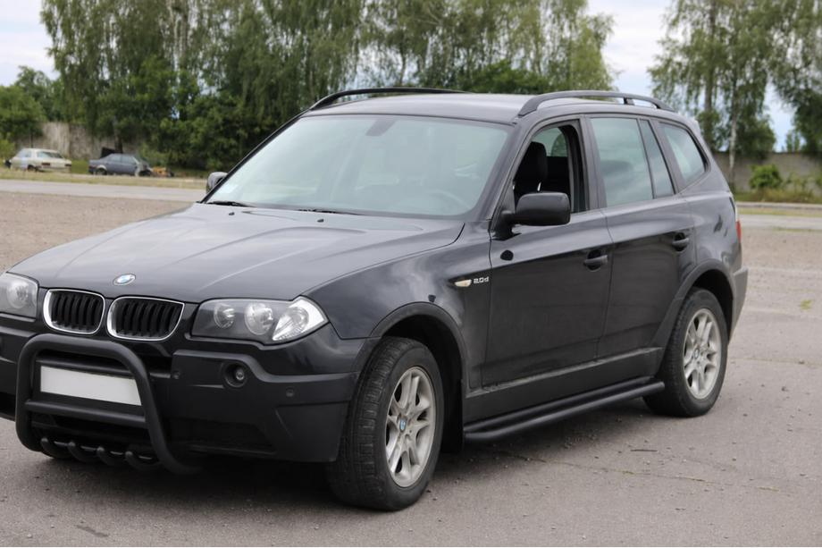 BMW X3 E83 2003-2010 рр. Бокові пороги KB001 Black (нерж) Фото 2