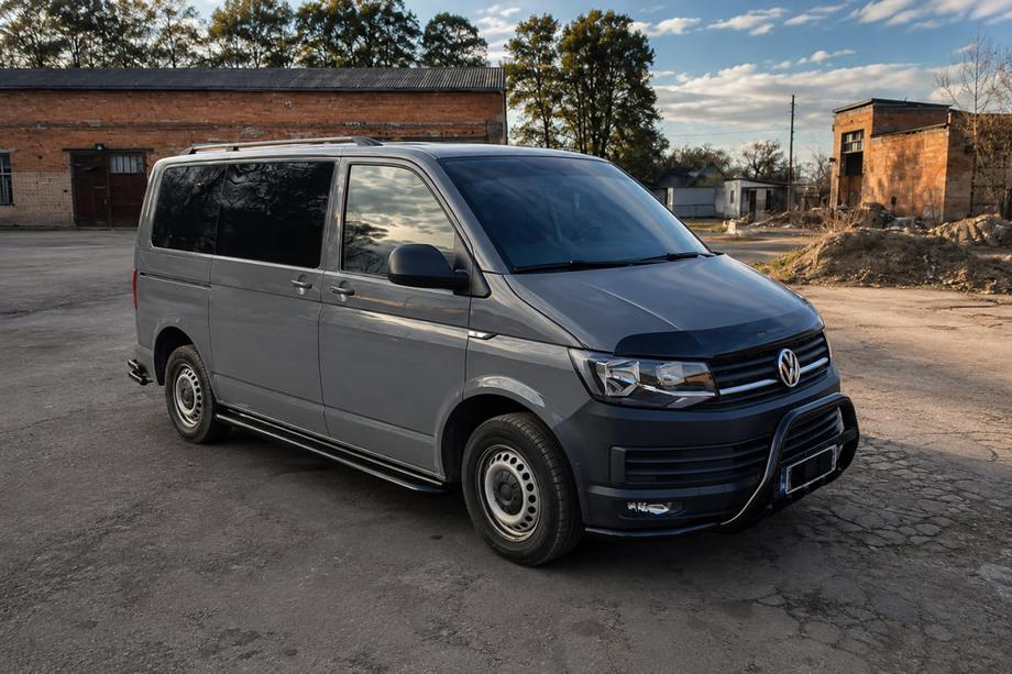 Volkswagen T5 Multivan 2003-2010 рр. Бокові пороги Premium Black (2 шт., нерж) Фото 3