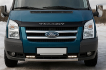 Ford Transit 2000-2014 рр. Накладка на решітку радіатора (2 шт, нерж) фото 1