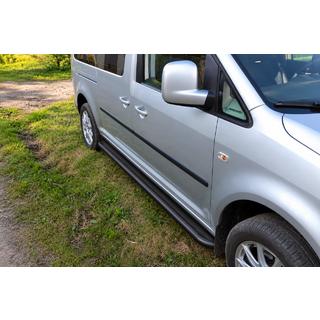 Бокові пороги Premium Black (2 шт., нерж) Volkswagen Caddy 2004-2010 рр. фото 1