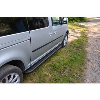 Бокові пороги Premium Black (2 шт., нерж) Volkswagen Caddy 2004-2010 рр. фото 2