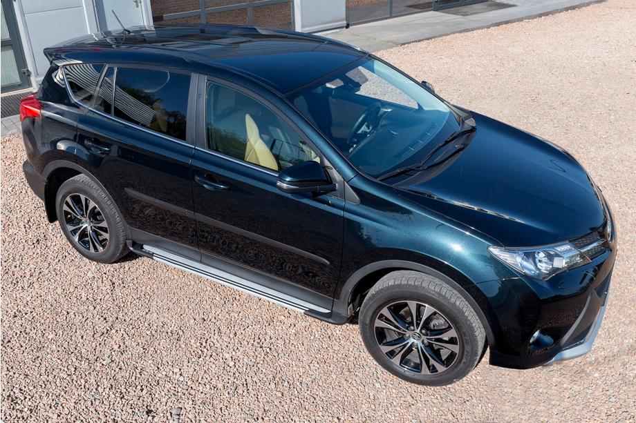 Toyota Rav 4 2013-2018 рр. Бокові пороги OEM V4 Silver (2016-2018, 2 шт, алюміній) Фото 2