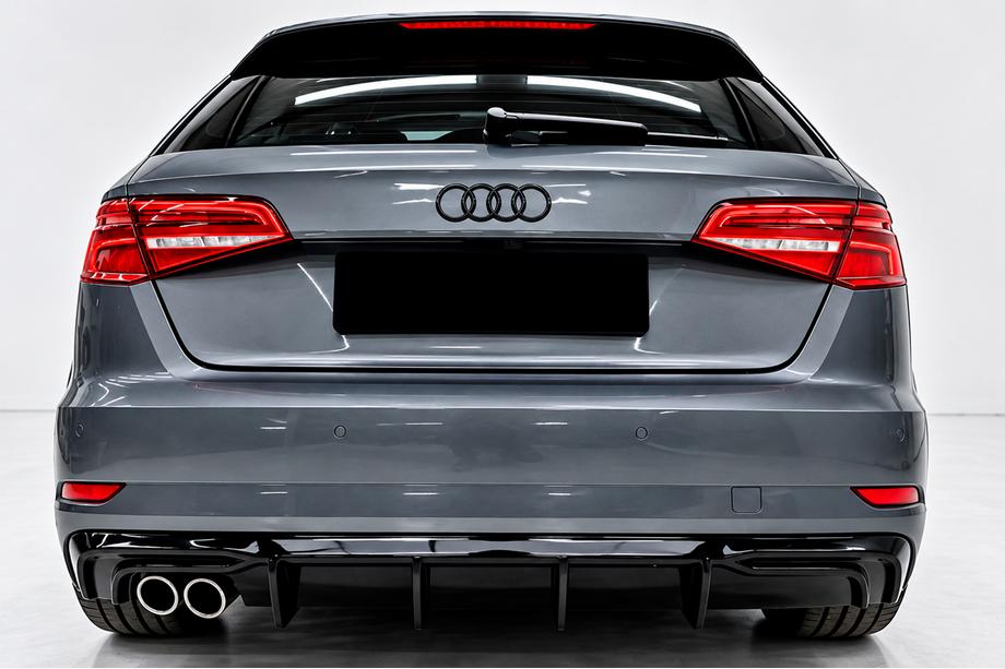 Audi A3 2012-2020 рр. Задній дифузор DPT (2016-2020, SD, чорний глянець) Фото 1