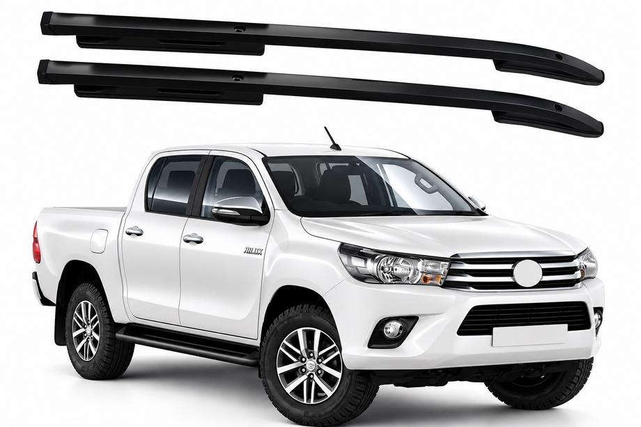 Toyota Hilux 2015- рр. Рейлінги чорні OEM (ABS-пластик, установка на клей) Фото 1